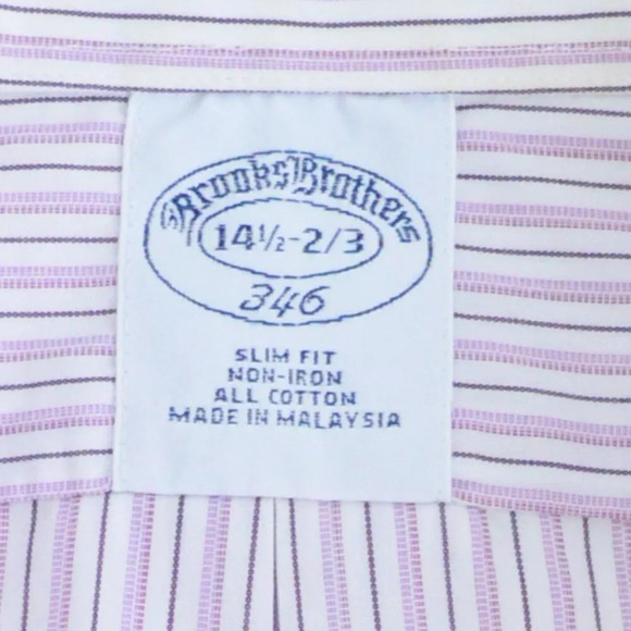 Brooks Brothers White And Lavender All Cotton Button Down Dress Shirt Size 14.5 - Picture 4 of 10